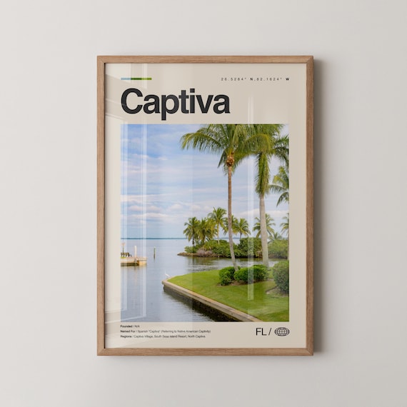 Captiva Florida Palm Trees Waterfront Photo Beach Travel Poster