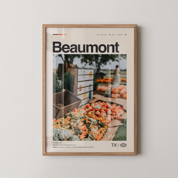 Beaumont Print Wall Art Poster Photo Dcor Map Texas
