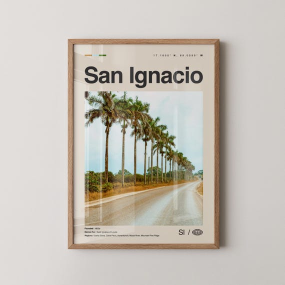 San Ignacio Print Wall Art Poster Photo Dcor Map Belize
