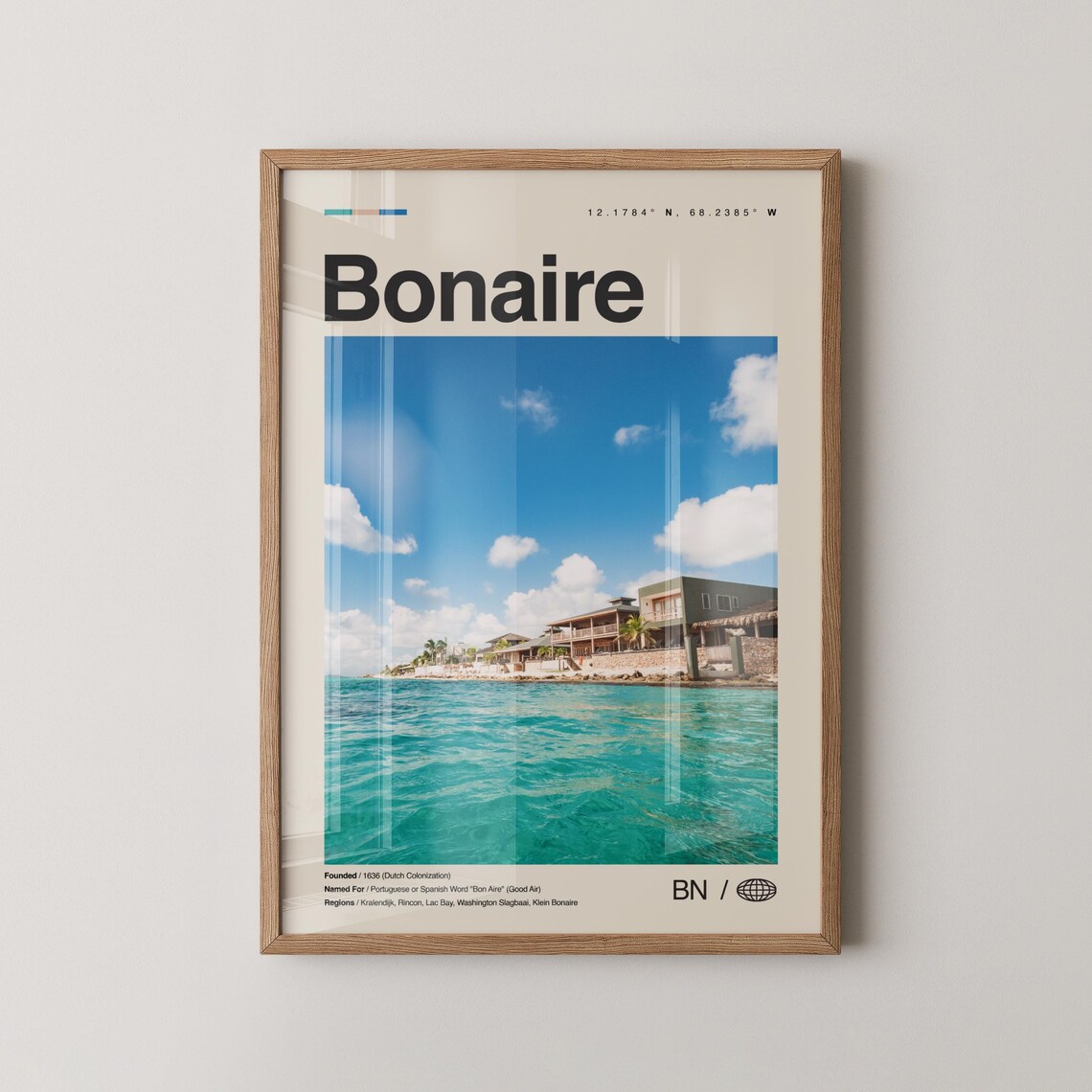 Bonaire Caribbean Beachfront Turquoise Sea Photo Travel Poster