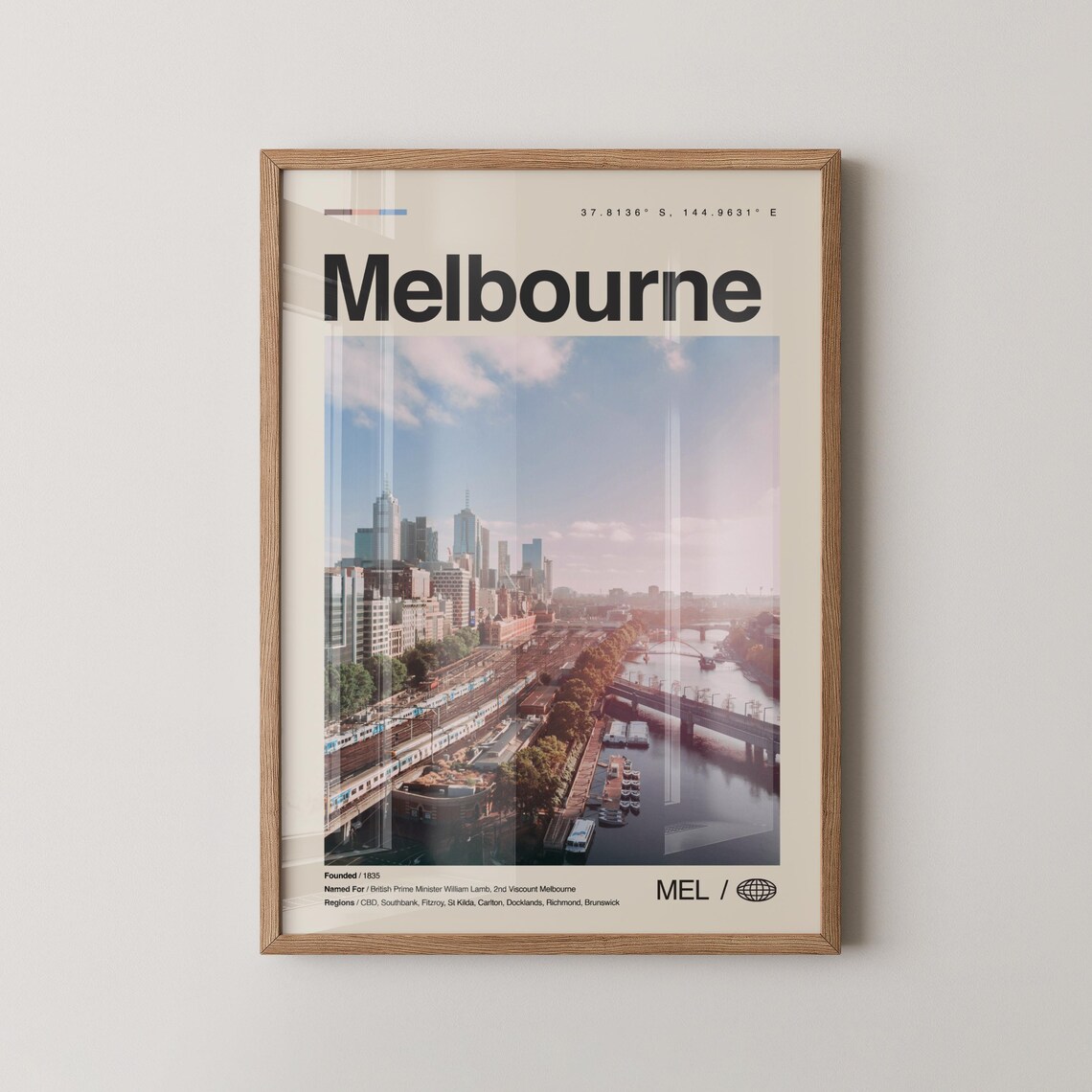 Vibrant Melbourne Skyline Yarra River Photo Travel Poster Australia