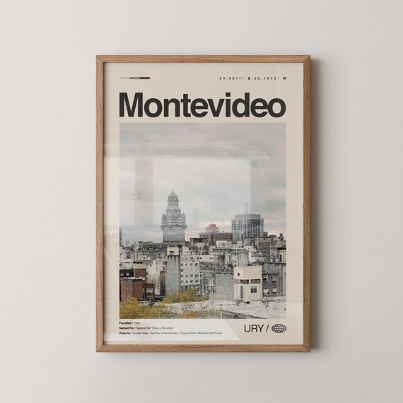 Montevideo Uruguay Minimalist City Travel Poster Skyline Photo Art