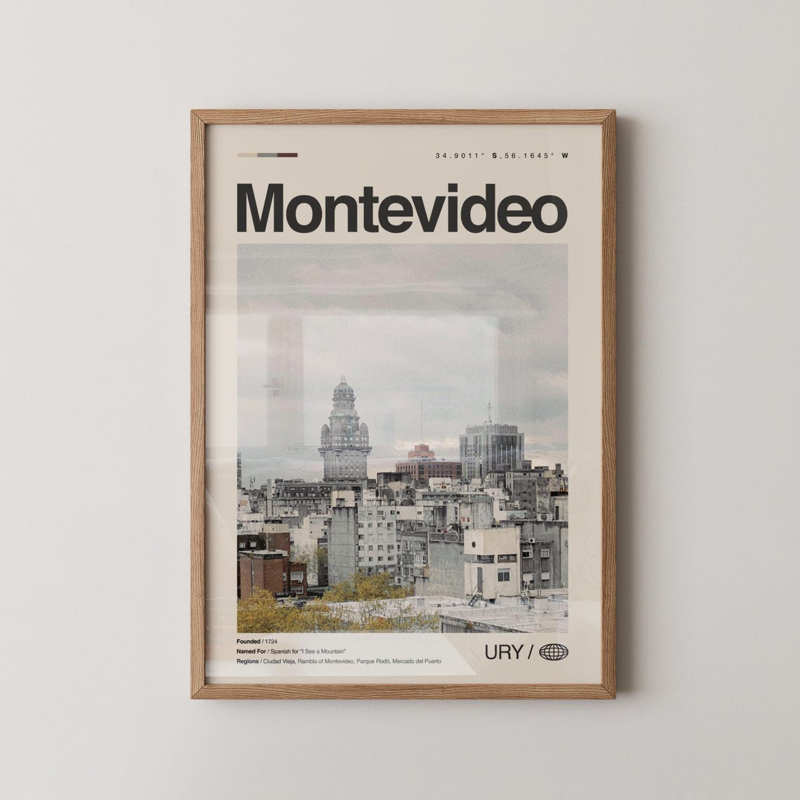 Montevideo Uruguay Minimalist City Travel Poster Skyline Photo Art