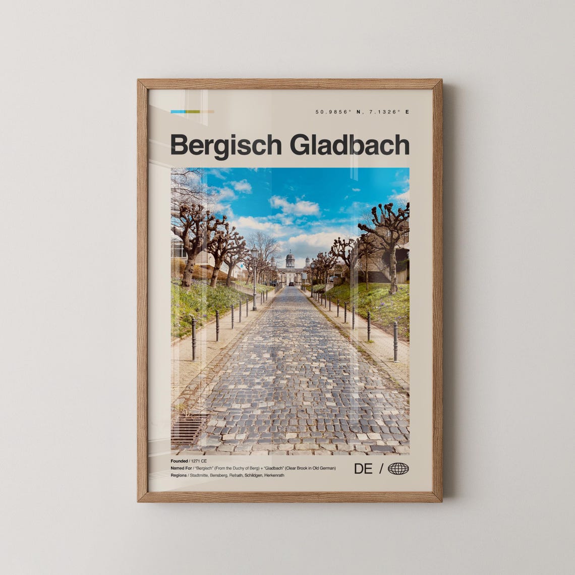 Bergisch Gladbach Print Wall Art Poster Photo Dcor Map