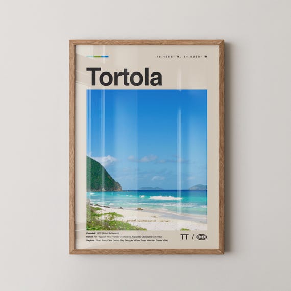 Tortola Print Wall Art Poster Photo Dcor Map Caribbean