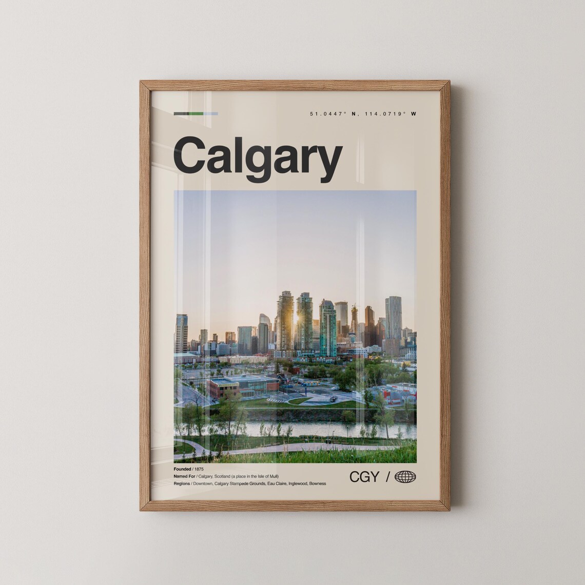 Calgary Alberta Skyline Golden Hour Panoramic Photography Travel Poster