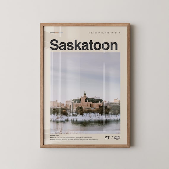 Saskatoon Saskatchewan Canada Winter City Skyline Photo Poster