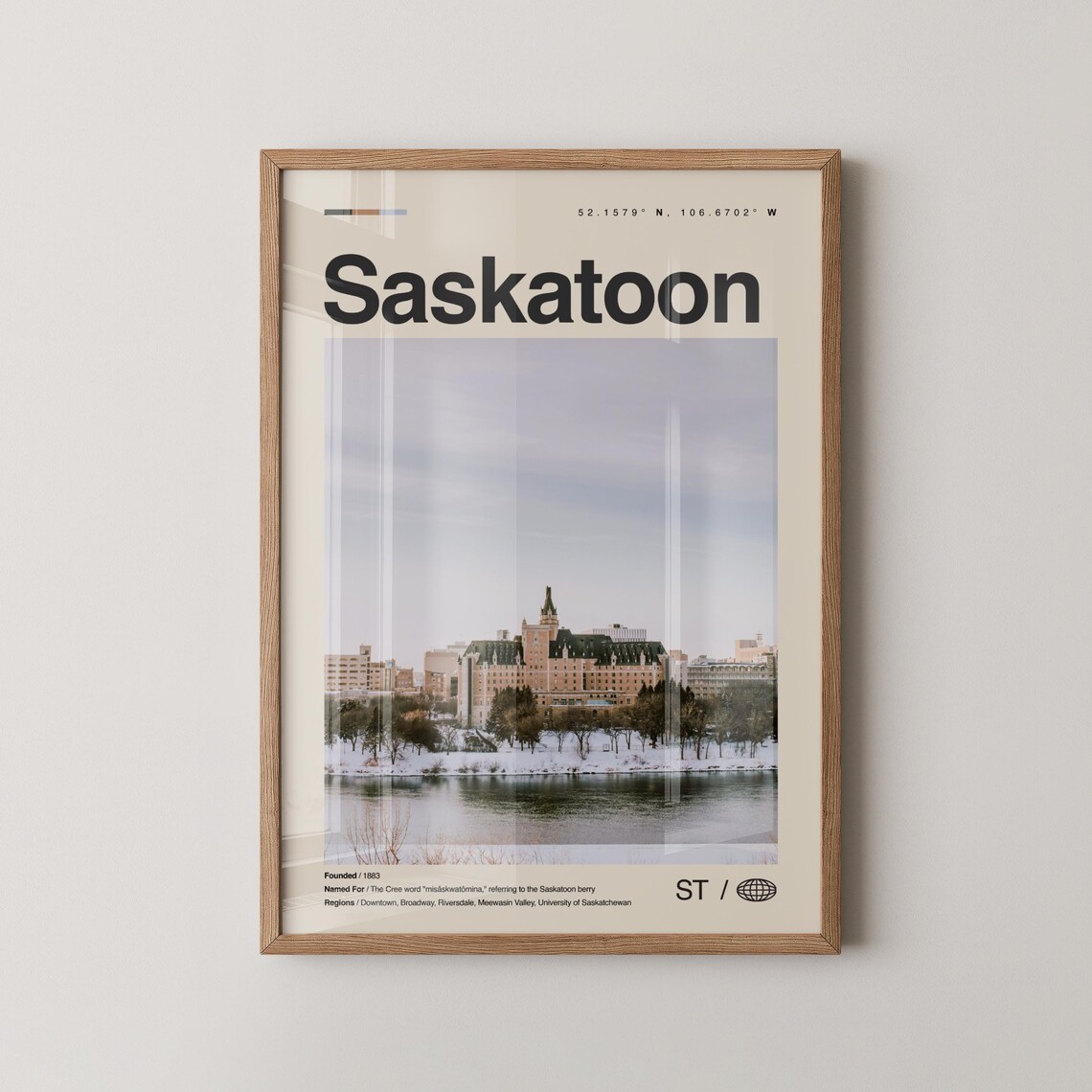 Saskatoon Saskatchewan Canada Winter City Skyline Photo Poster