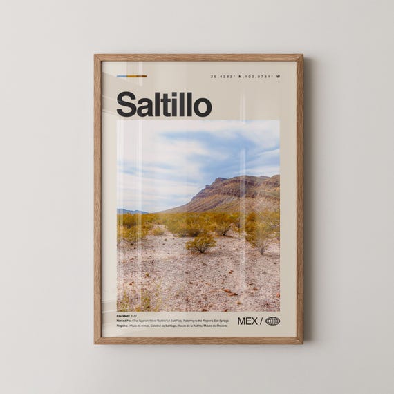 Saltillo Print Mexico Wall Art Poster Photo Catedral De Santiago Museo Del Desierto Alameda Zaragoza Paseo