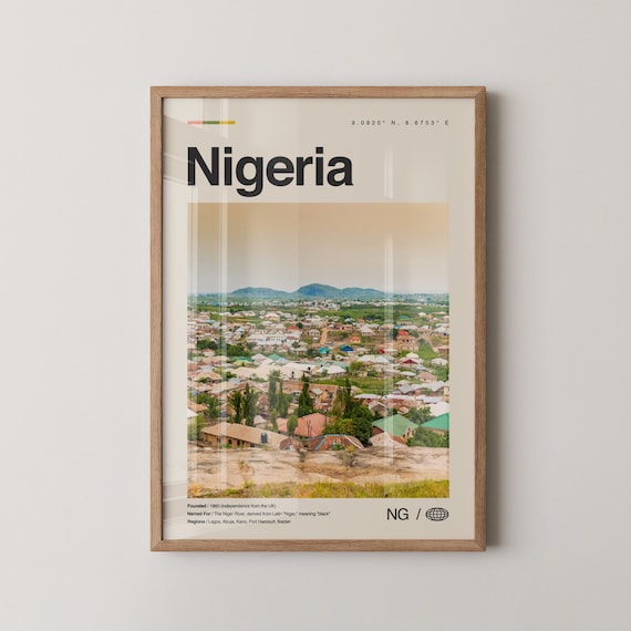 Nigeria Village Hillside View with Red Roofs Travel Photo Poster