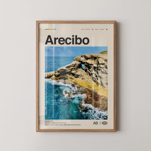 Arecibo Print No 1 Wall Art Poster Photo Dcor Map Puerto Rico