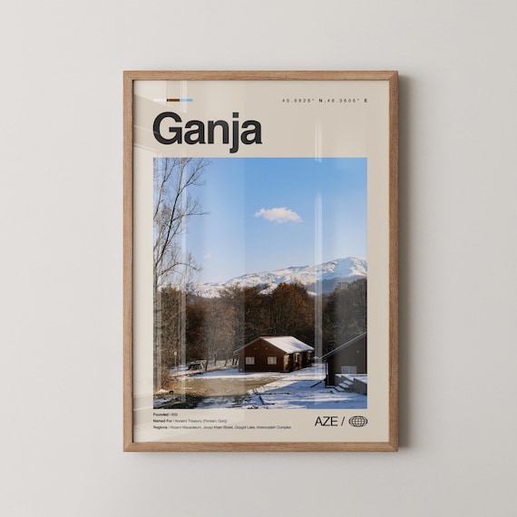 Ganja Azerbaijan Snowy Mountain Cabin Winter Travel Photo Poster