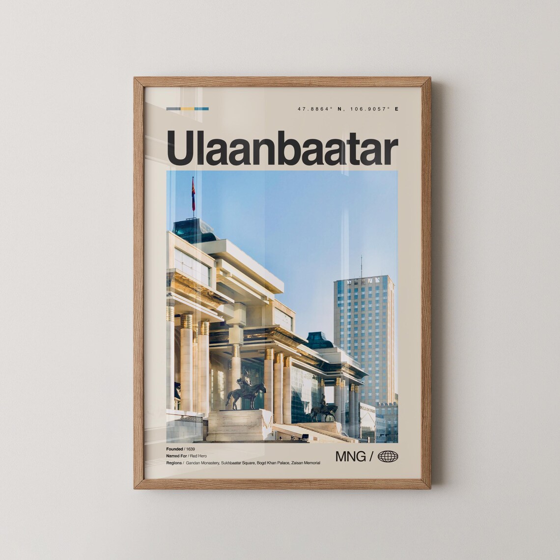 Ulaanbaatar Mongolia Grand Government House Photo Travel Poster