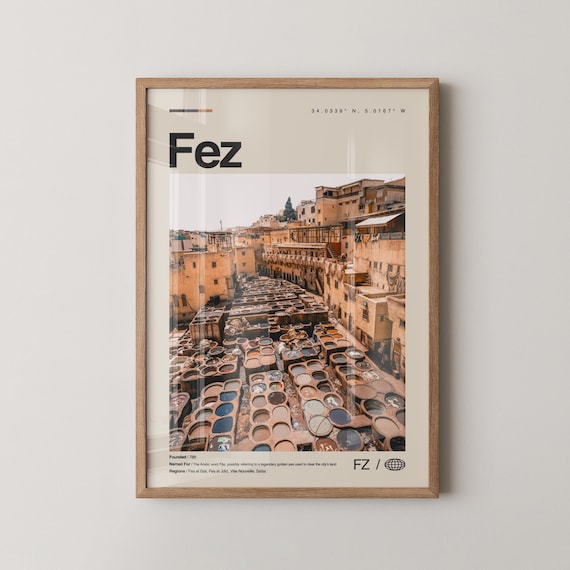 Fez Morocco Leather Tanneries Aerial Minimalist Photo Poster