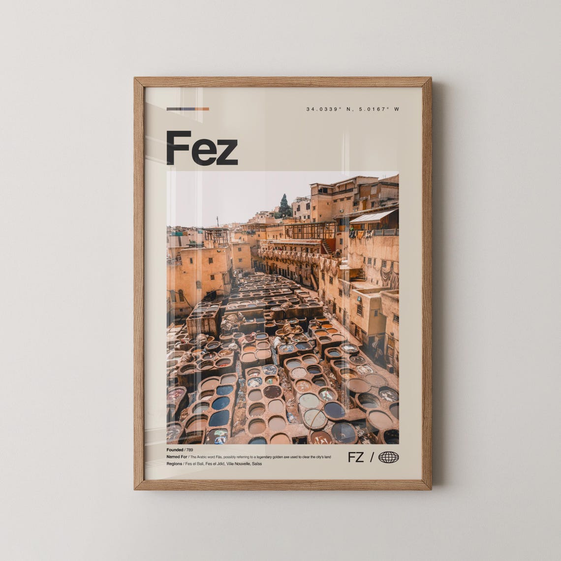 Fez Morocco Leather Tanneries Aerial Minimalist Photo Poster