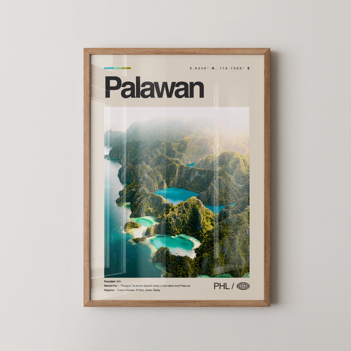 Palawan Philippines Turquoise Lagoon Aerial Islands Travel Poster