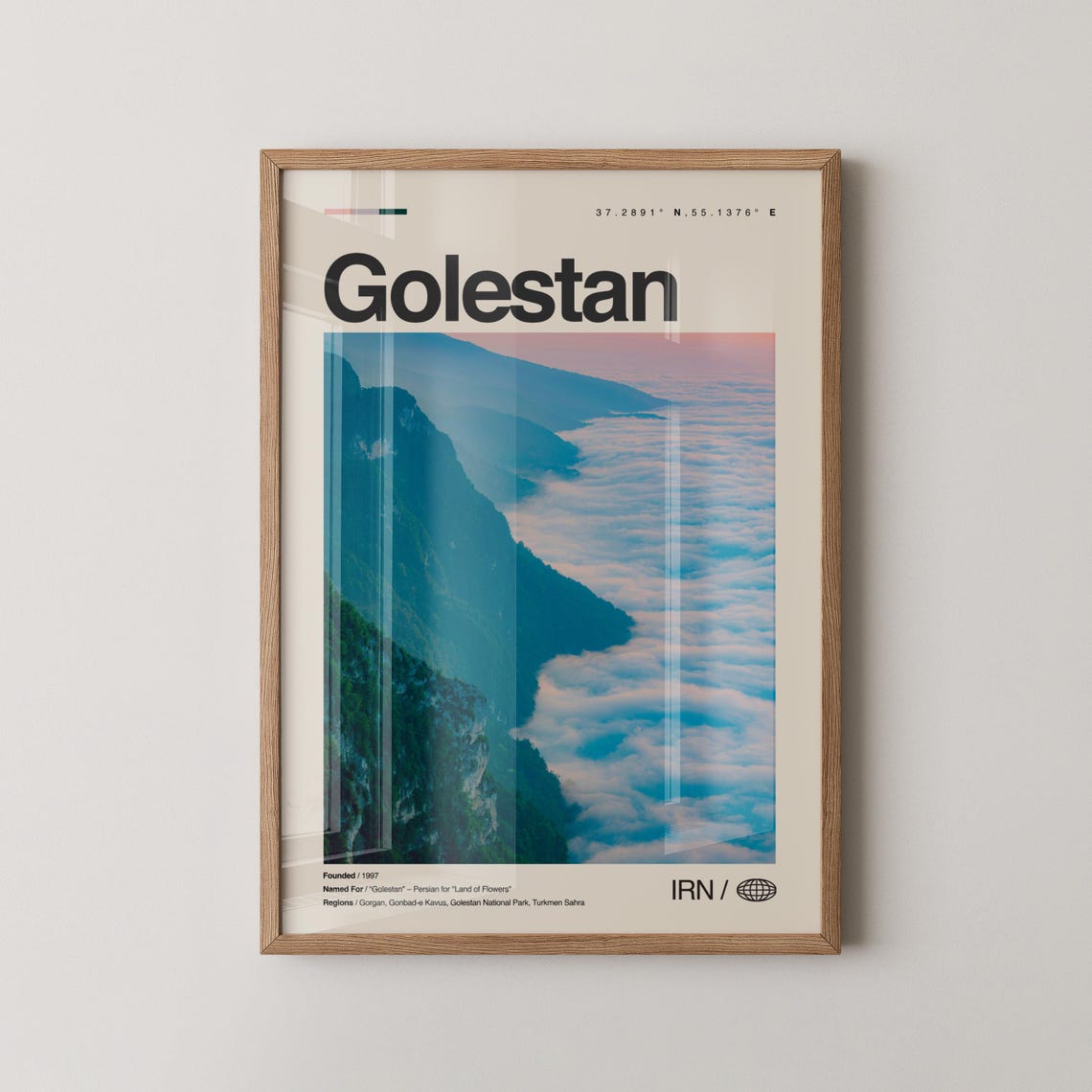 Golestan Iran Mountain Cloud Sea Sunset Framed Travel Poster