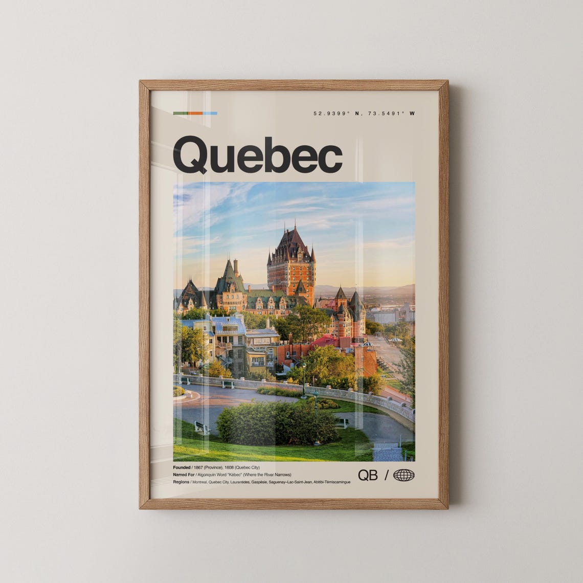 Quebec Chateau Frontenac Old City Landmark Photography Travel Poster