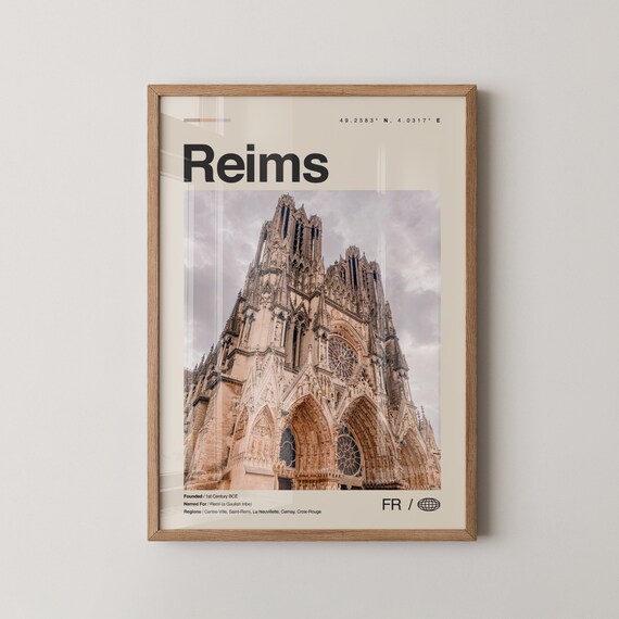 Reims Print Wall Art Poster Photo Dcor Map France