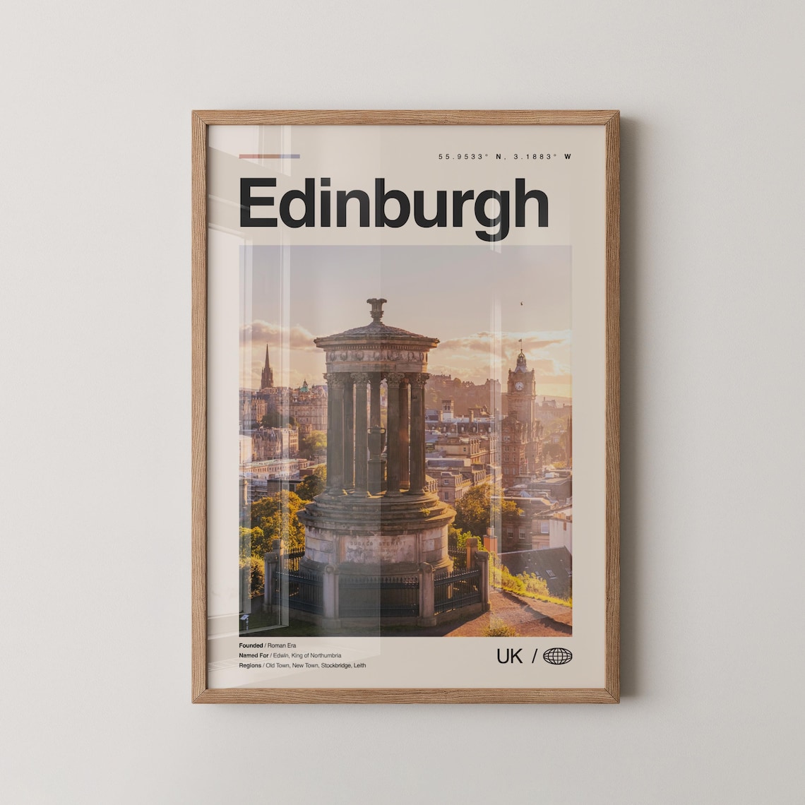 Edinburgh UK Calton Hill Historic Monument Sunset City Travel Poster