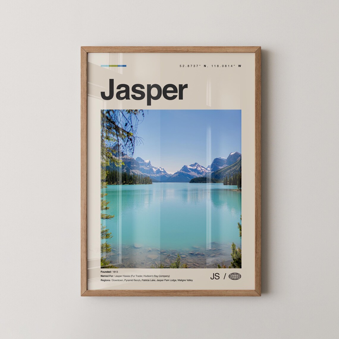 Jasper National Park Turquoise Lake Mountain Photo Poster Canada Wilderness