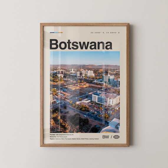 Botswana Gaborone Capital City Aerial Minimalist Photo Poster