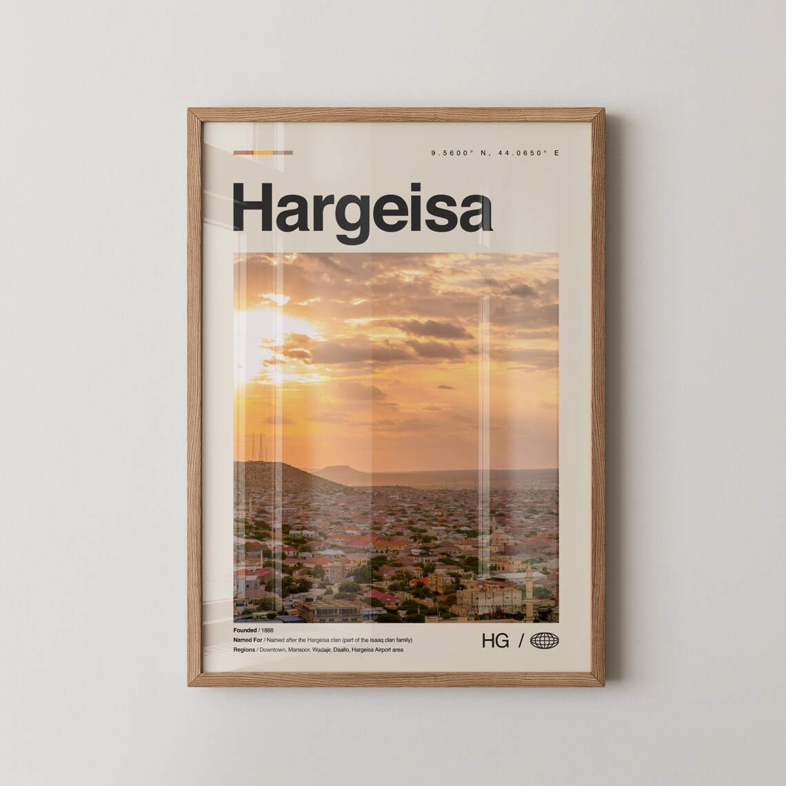 Hargeisa Somaliland Golden Sunset Cityscape Photo Travel Poster