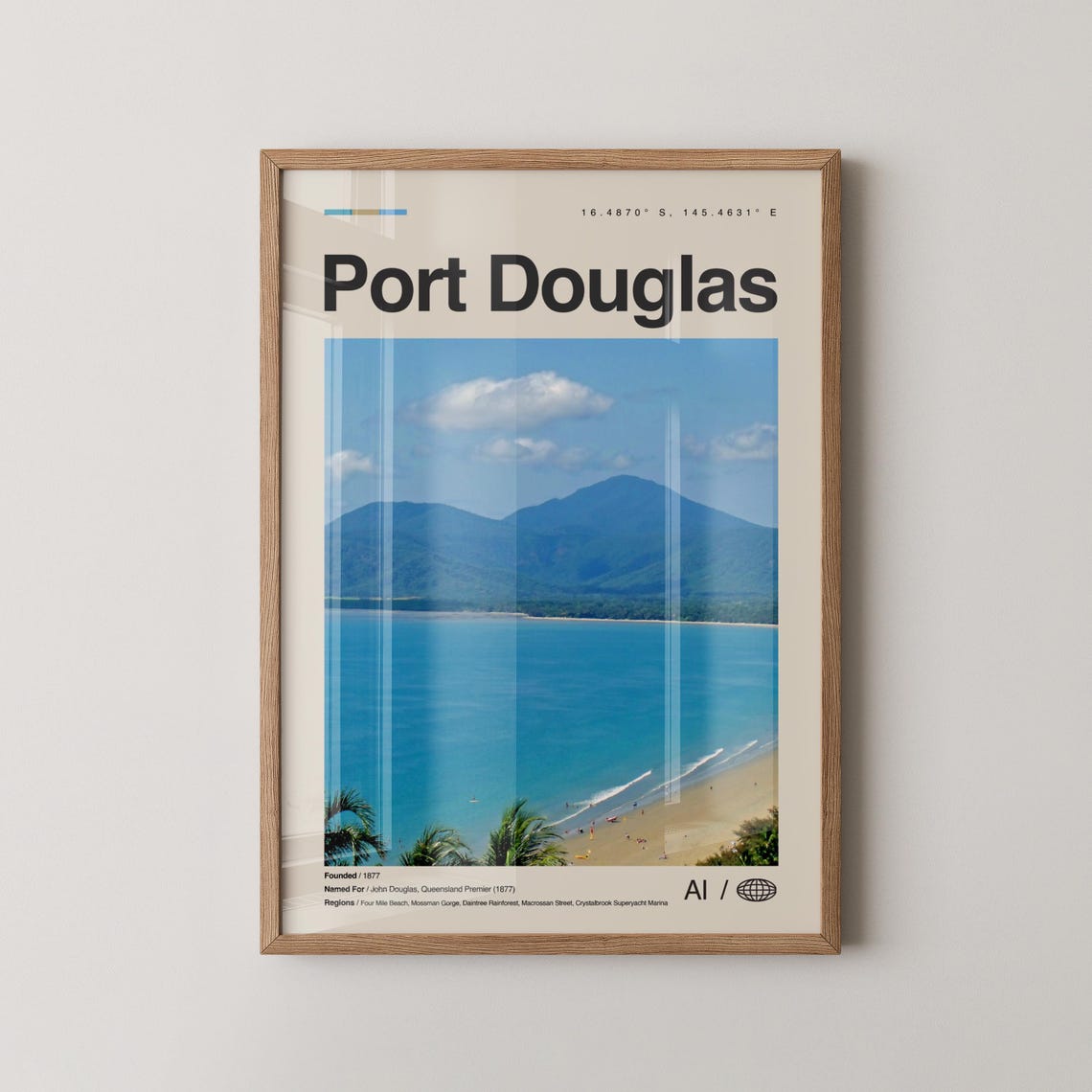 Port Douglas Queensland Four Mile Beach Palm Trees Travel Poster