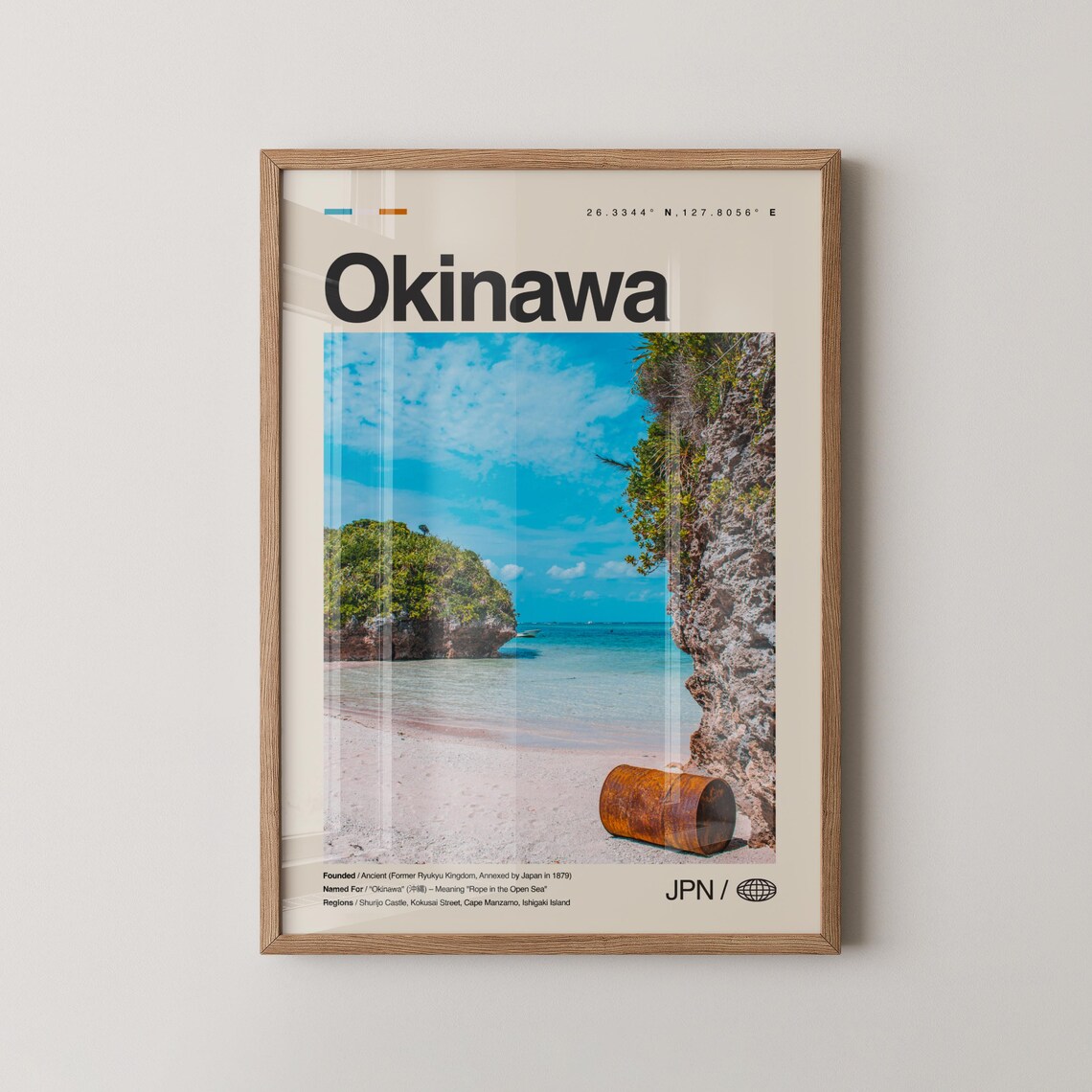 Okinawa Japan Travel Poster, Shuri Castle and Naha