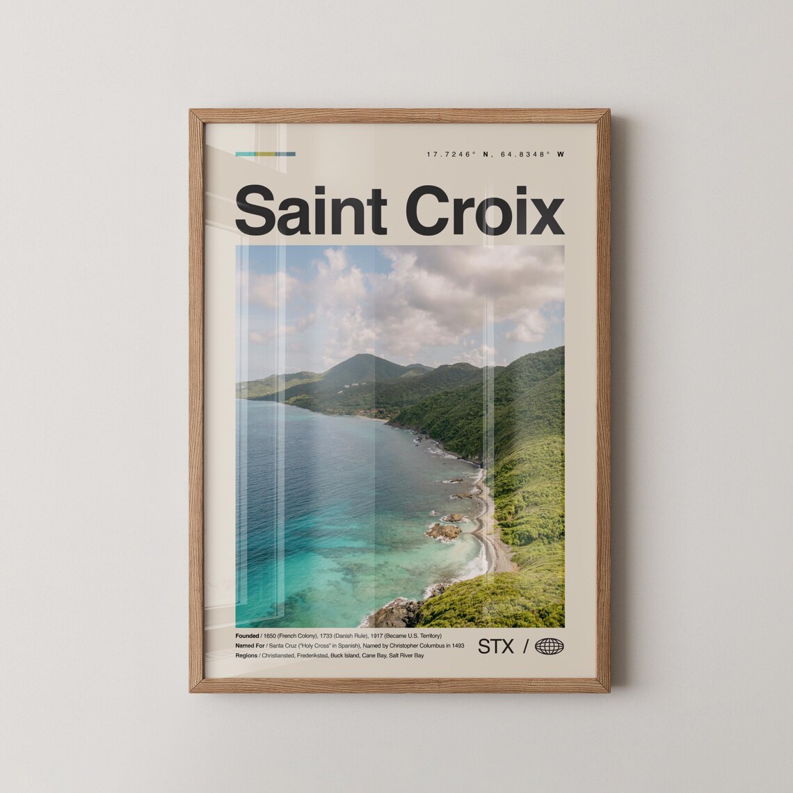 Saint Croix US Virgin Islands Turquoise Coast Aerial Travel Poster