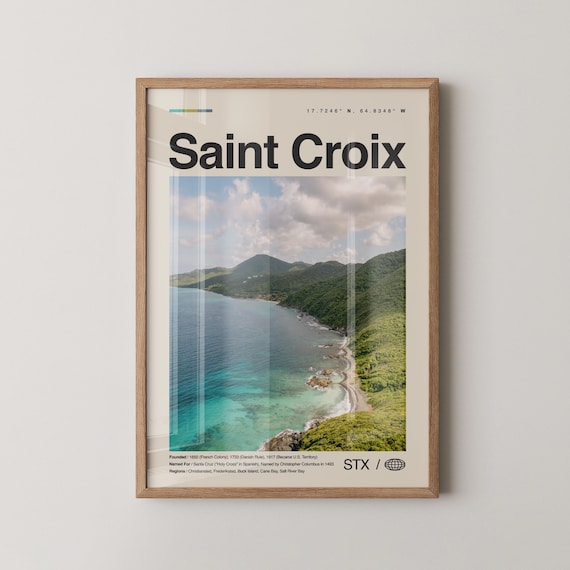Saint Croix US Virgin Islands Turquoise Coast Aerial Travel Poster