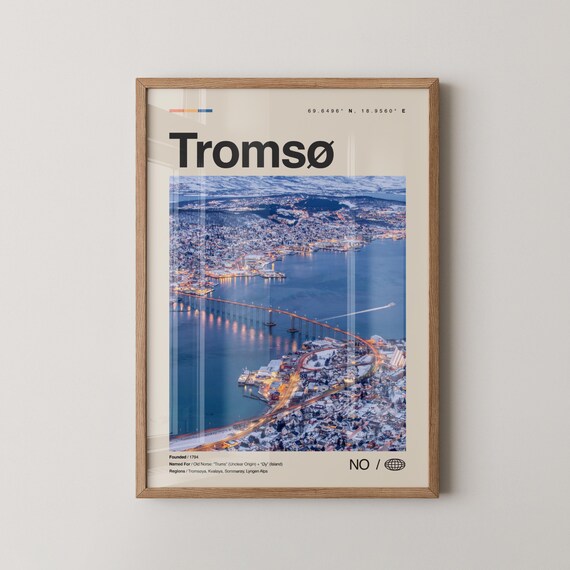 Tromso Print Troms Wall Art Poster Photo Dcor Map Norway
