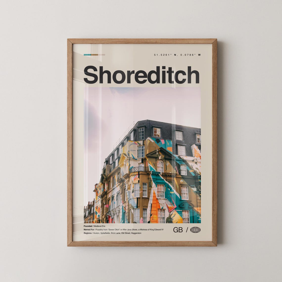 Shoreditch Print Wall Art Poster Photo Dcor Map London England