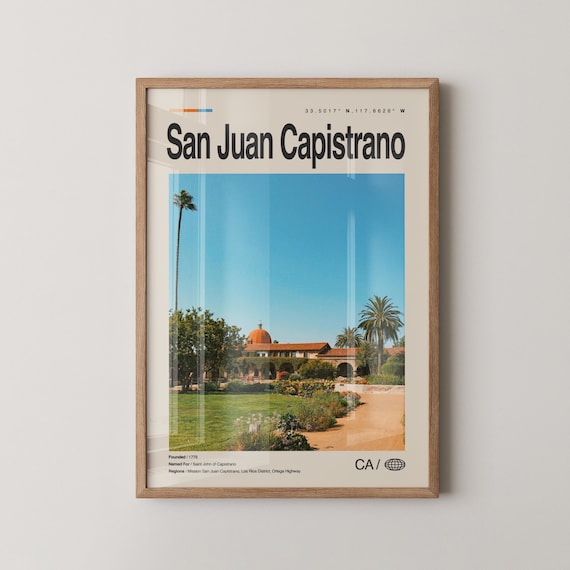 San Juan Capistrano California Mission Travel Photo Poster Coordinates Art