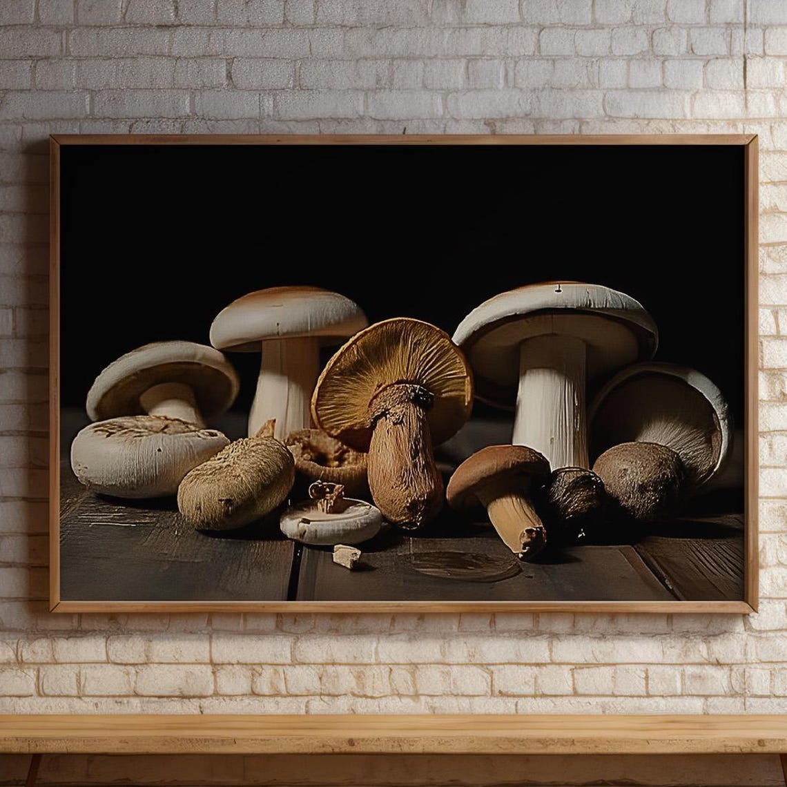 Assorted Mushroom Still Life Dark Moody Botanical Kitchen Poster