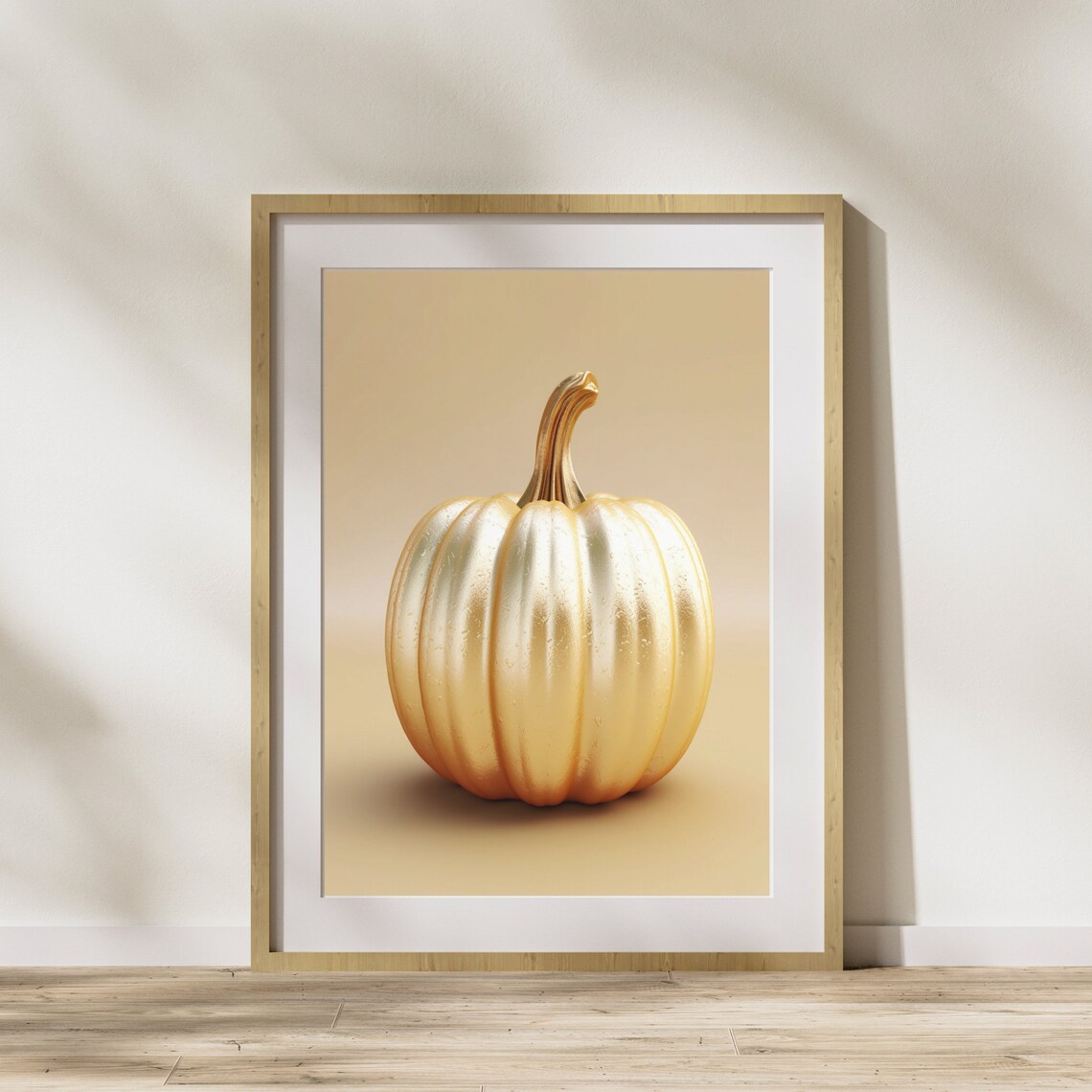 Elegant Golden Pumpkin Minimalist Autumn Still Life Decor Poster