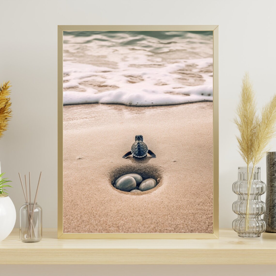 Beach Sea Turtle Poster Print, Ocean Sea Life Decor