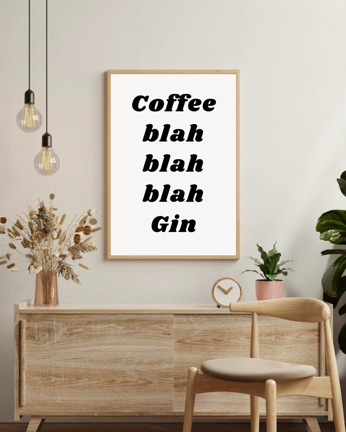 Coffee Blah Blah Blah Gin Funny Retro Kitchen Bar Quote Poster - Image 2