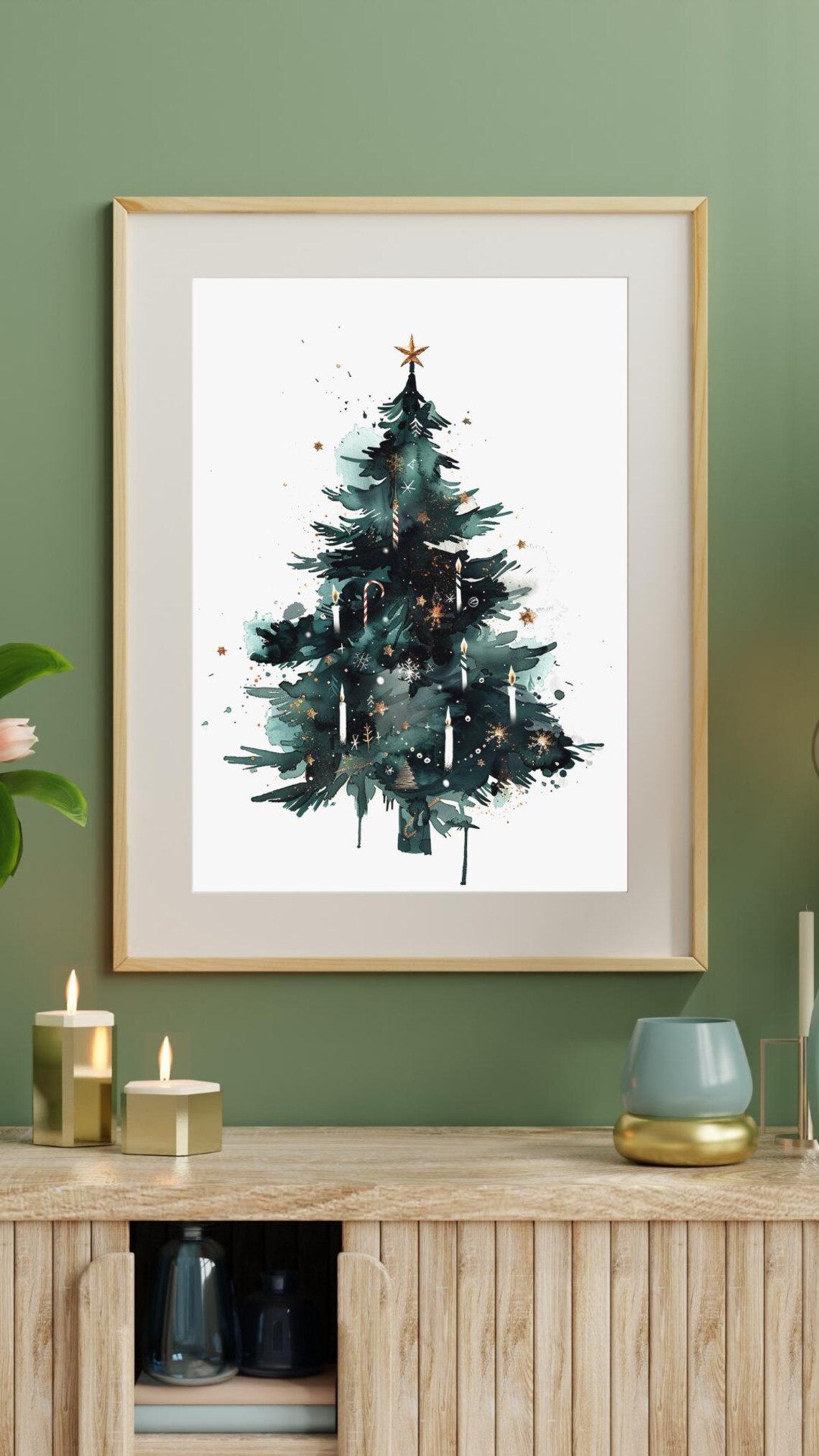 Christmas Tree With Candles Poster, Holiday Decor - Image 4