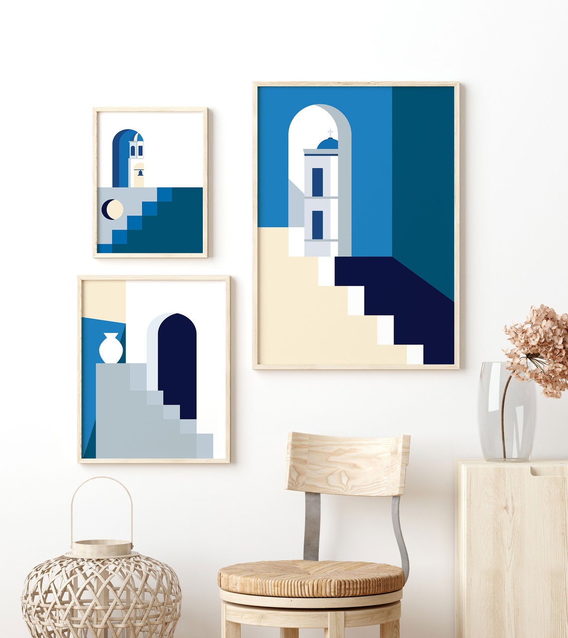 Santorini Blue Dome Arch Tower Geometric Minimalist Art Poster - Image 2