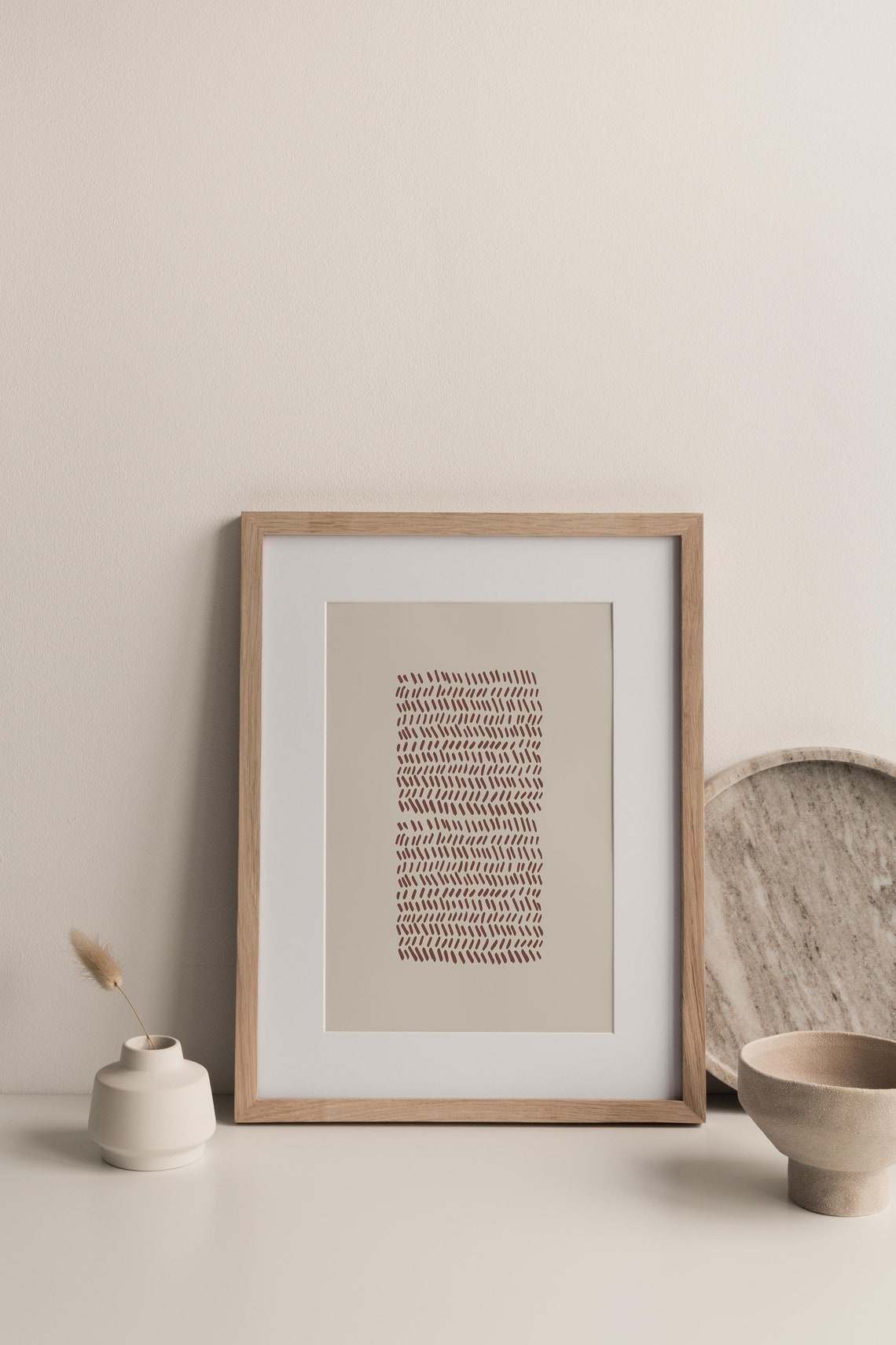 Terracotta Hatch Texture Abstract Pattern Beige Minimalist Poster - Image 2