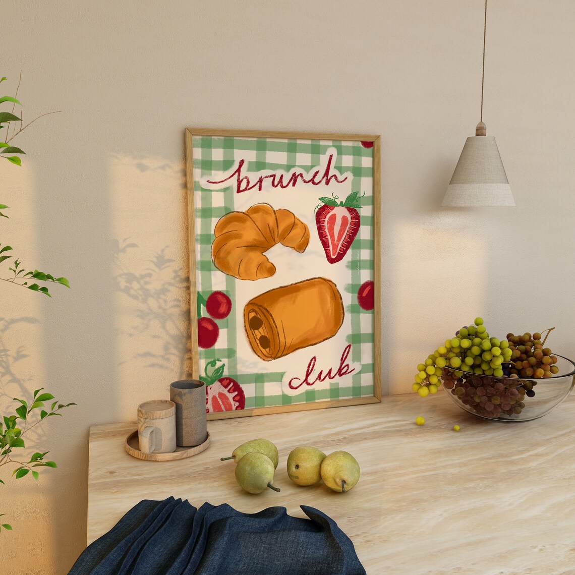 Brunch Club Art Print, Retro Mid-Century Kitchen