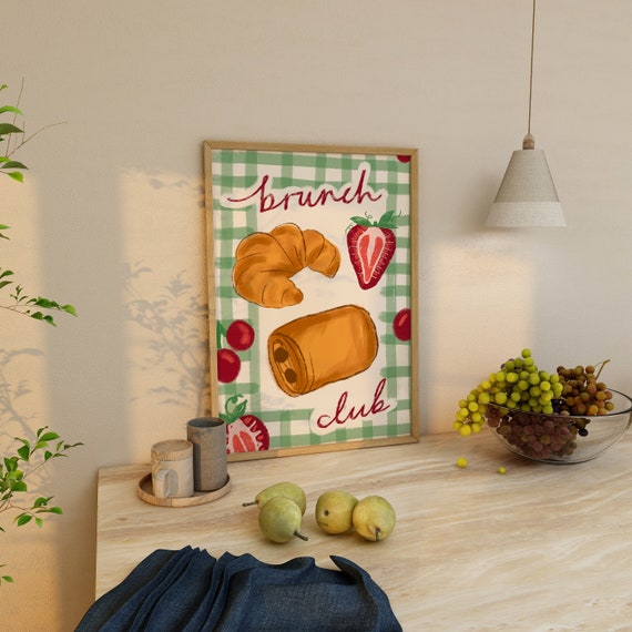 Brunch Club Art Print, Retro Mid-Century Kitchen