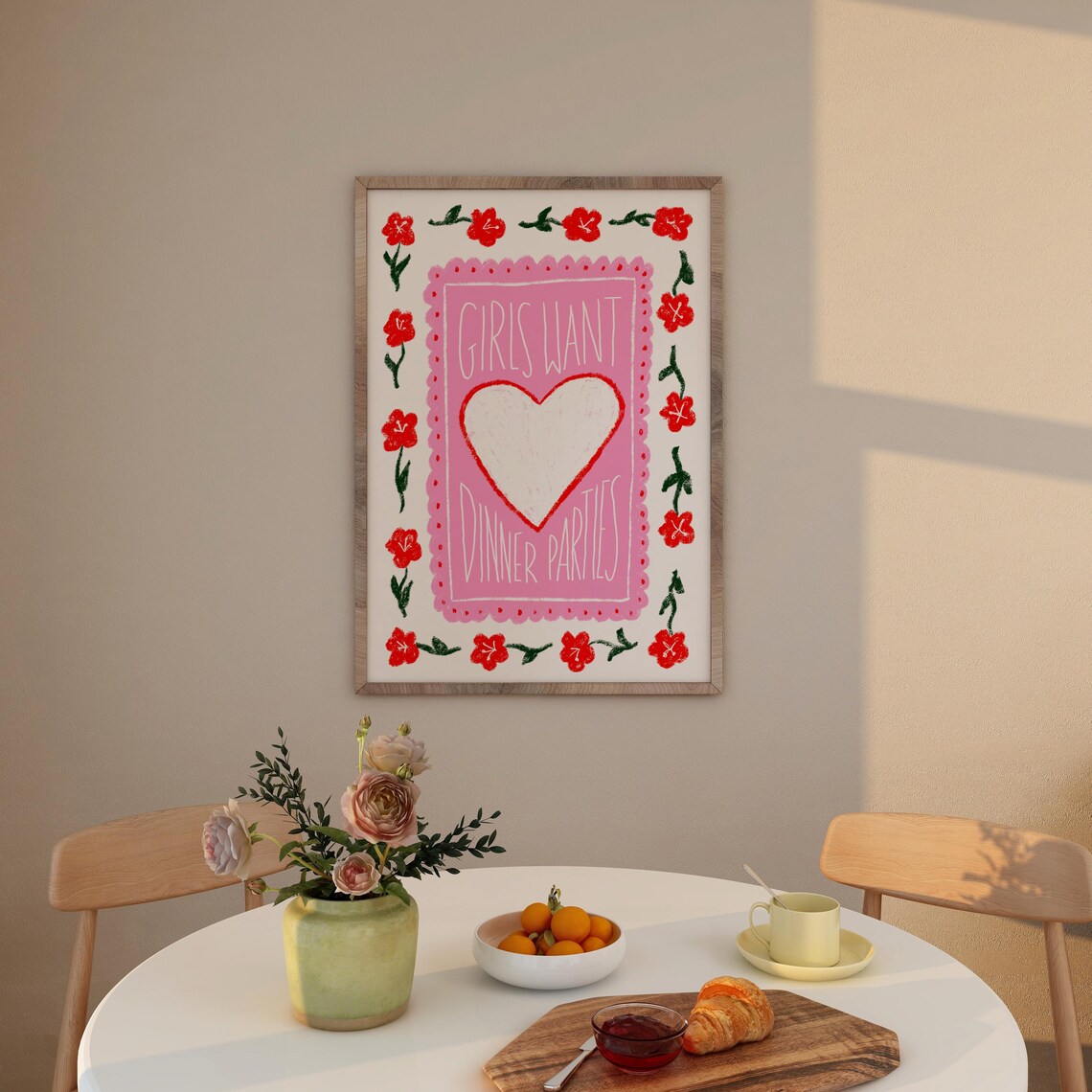 Girls Want Dinner Parties Vintage Retro Art Print
