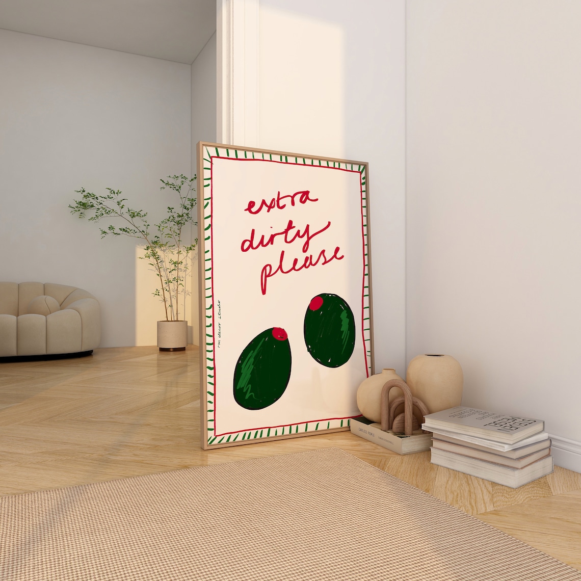 Extra Dirty Please Martini Olives Cocktail Bar Cart Art Poster