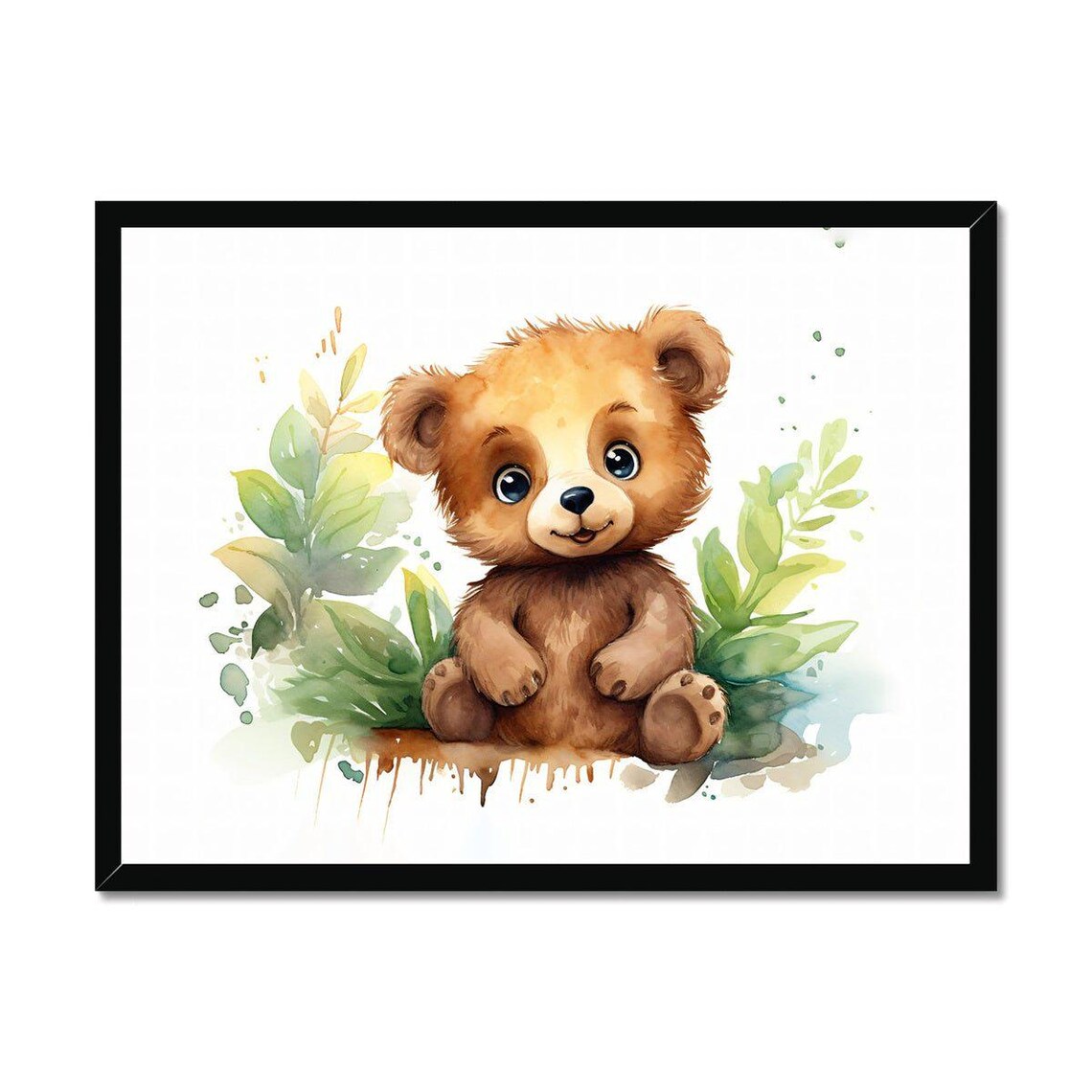 Sweet Baby Bear Cub Watercolor Woodland Animal Nursery Poster