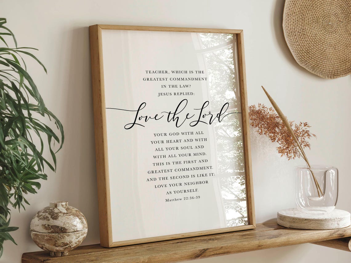 Matthew 22 Love the Lord Bible Verse Minimalist Scripture Wall Poster - Image 4