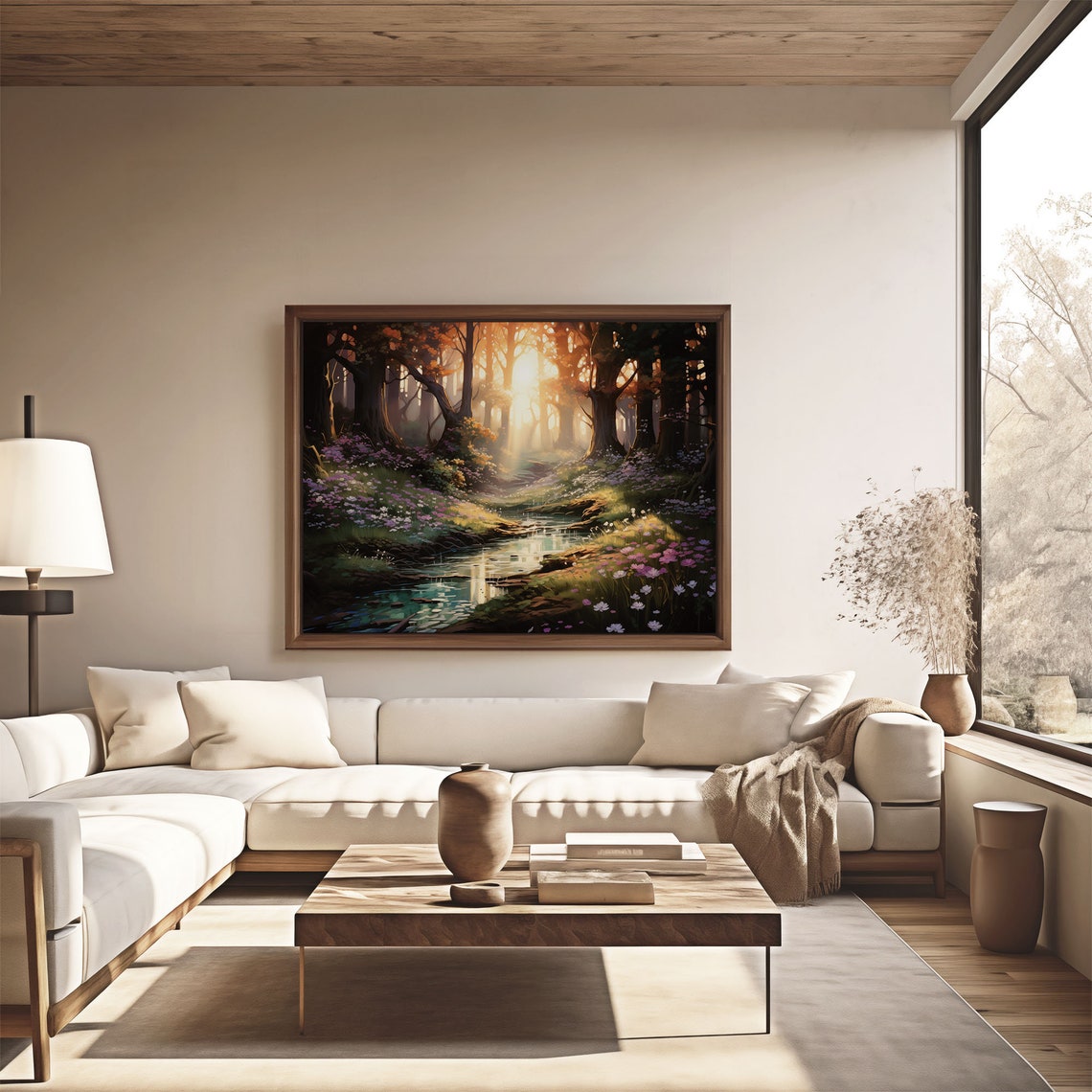 Sunrise Forest Stream Enchanted Woodland Oil Painting Poster - Image 4