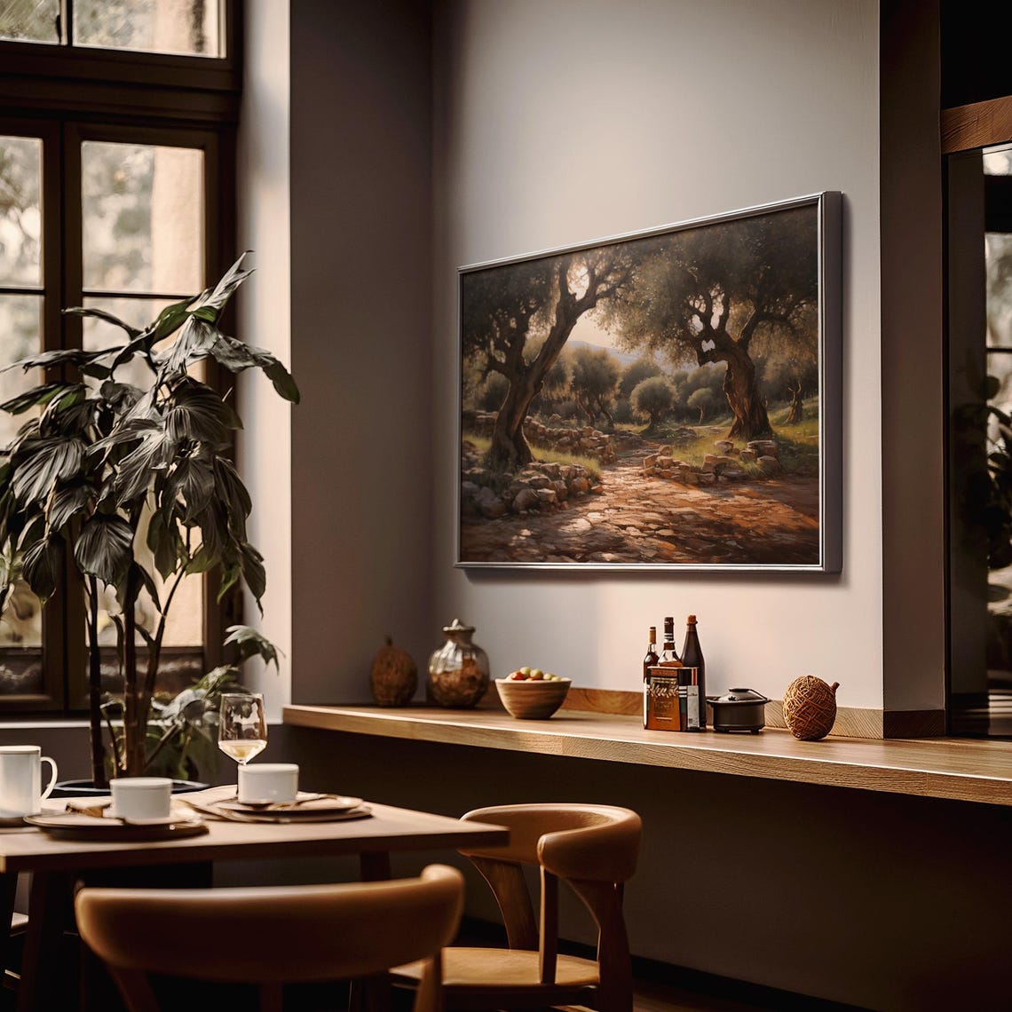 Ancient Olive Grove Stone Path Warm Evening Oil Painting Poster - Image 2