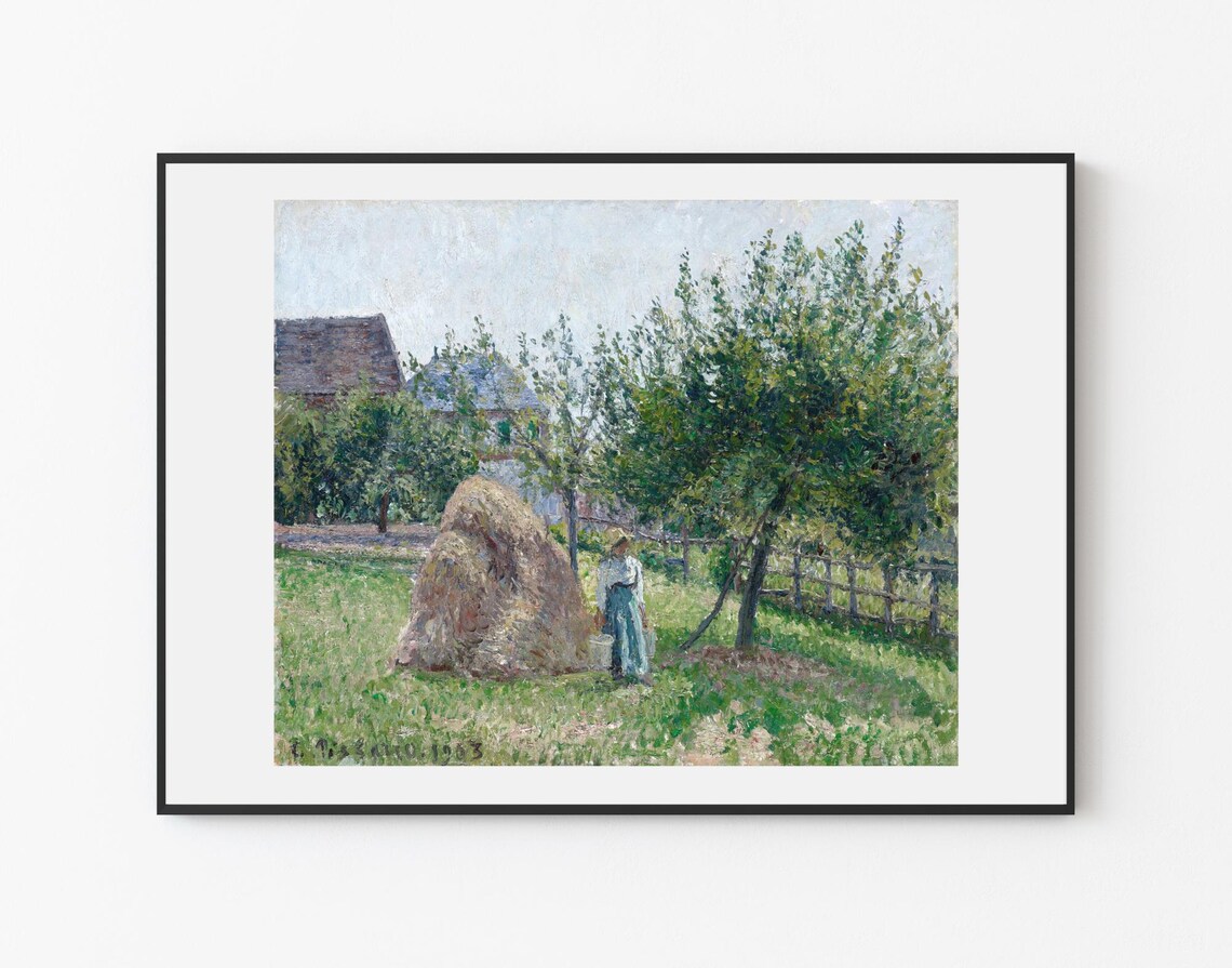 Farmhouse Countryside Vintage Painting, Winter Scene